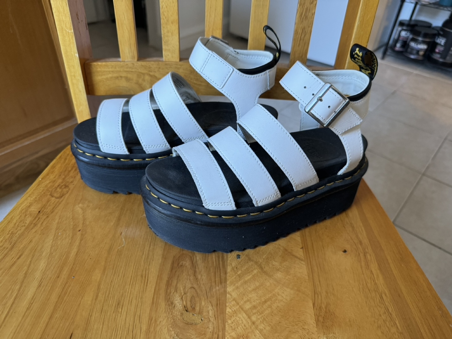 Dr. Martens White Platform Sandals