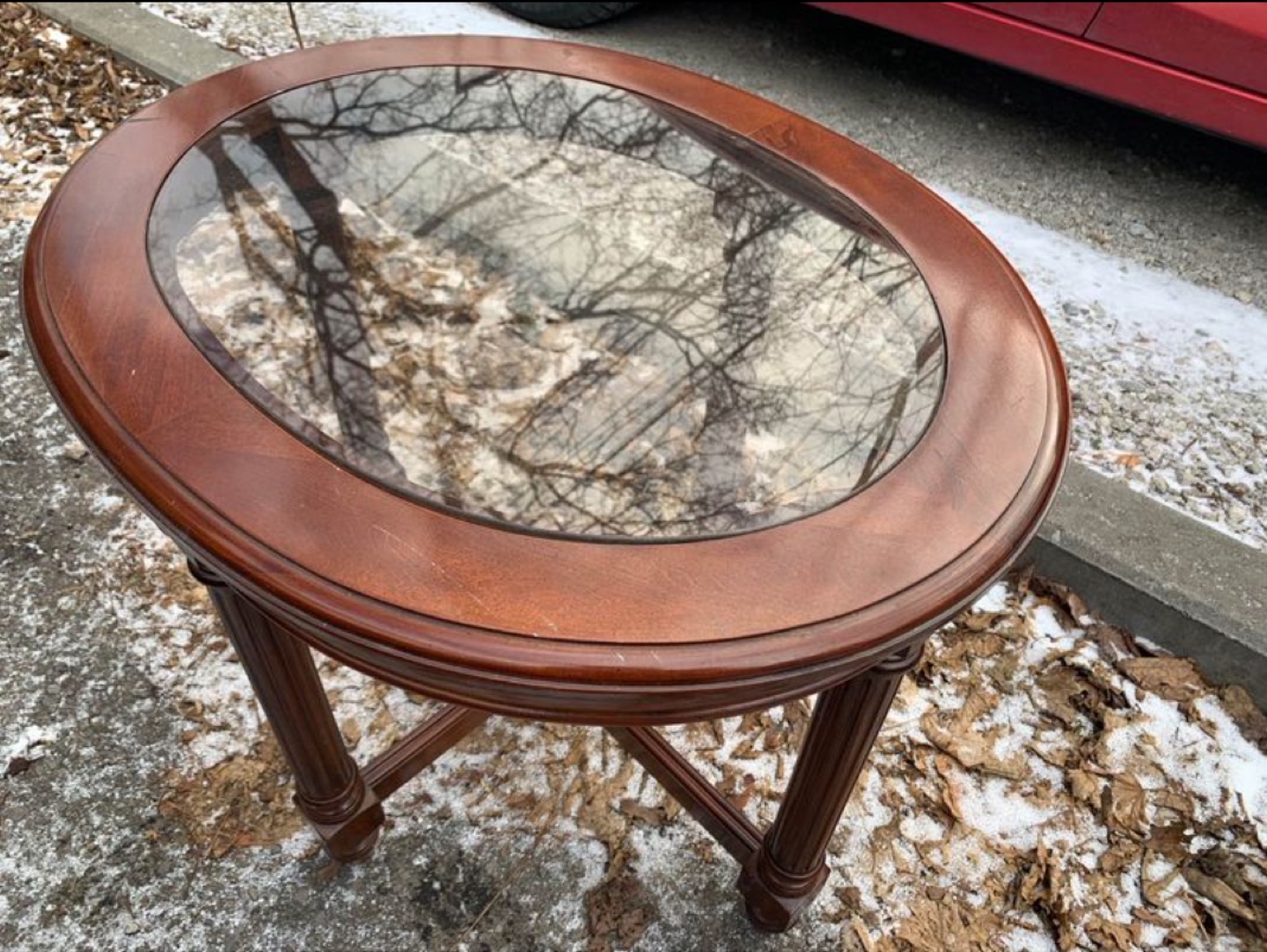 Matching Set, Oval Glass Top Coffee Tables