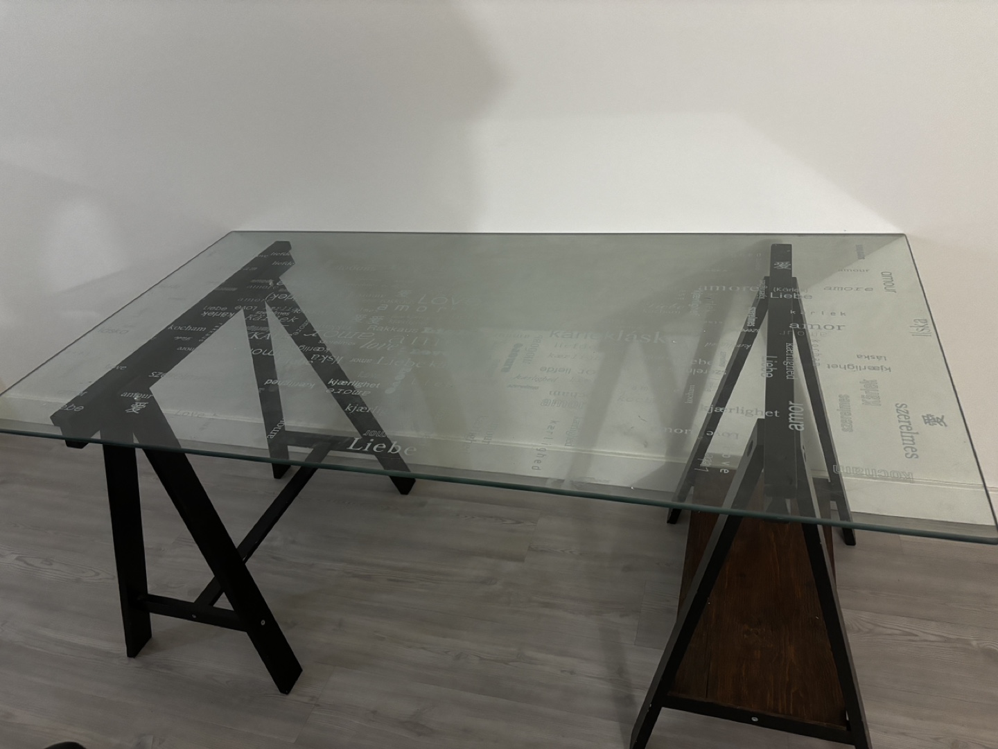 Glass Desk with Black Metal Frame and chair (both) - photo 2