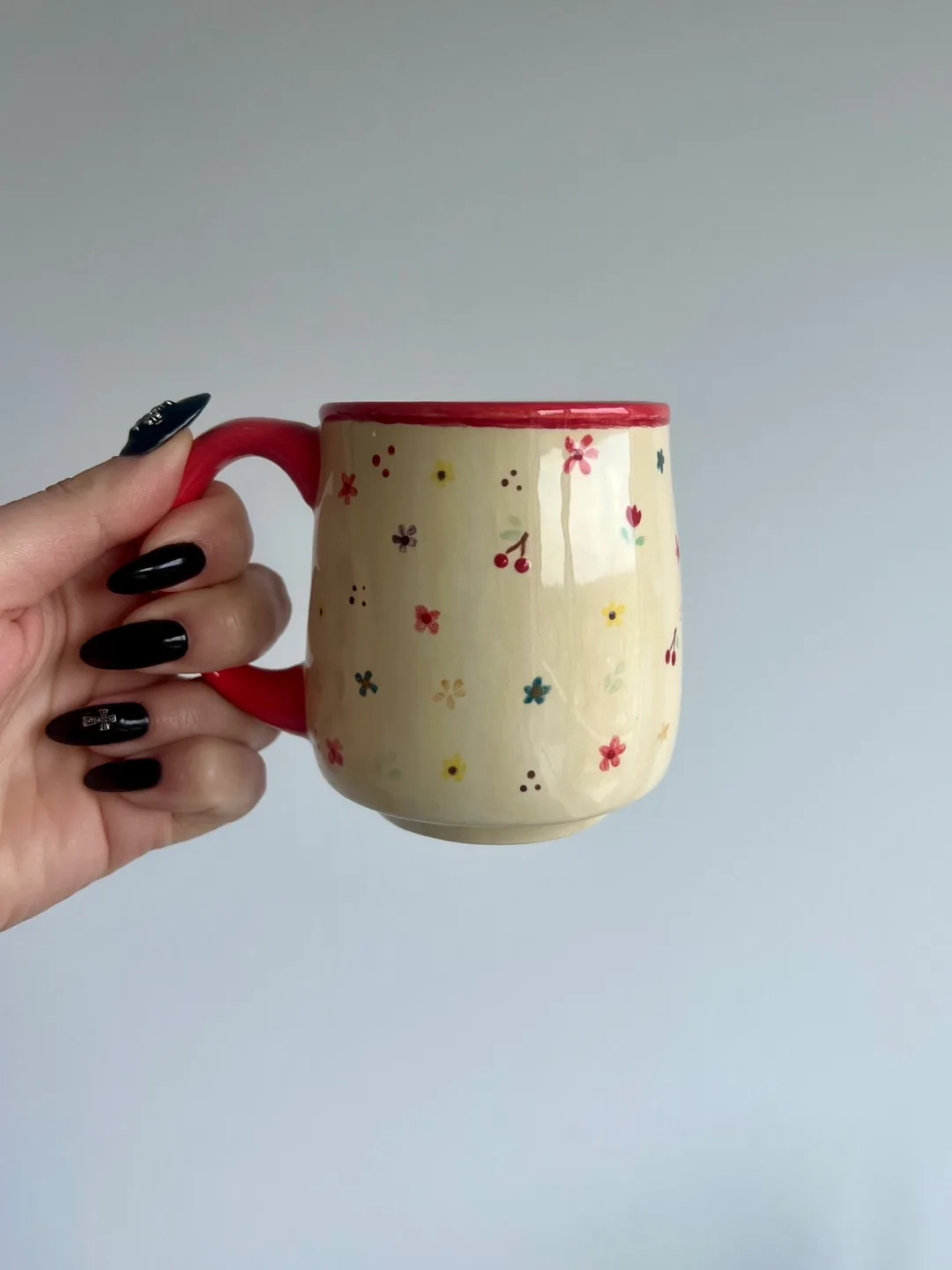 Cute hand painted floral tea mug 🍒 image indicator(3)