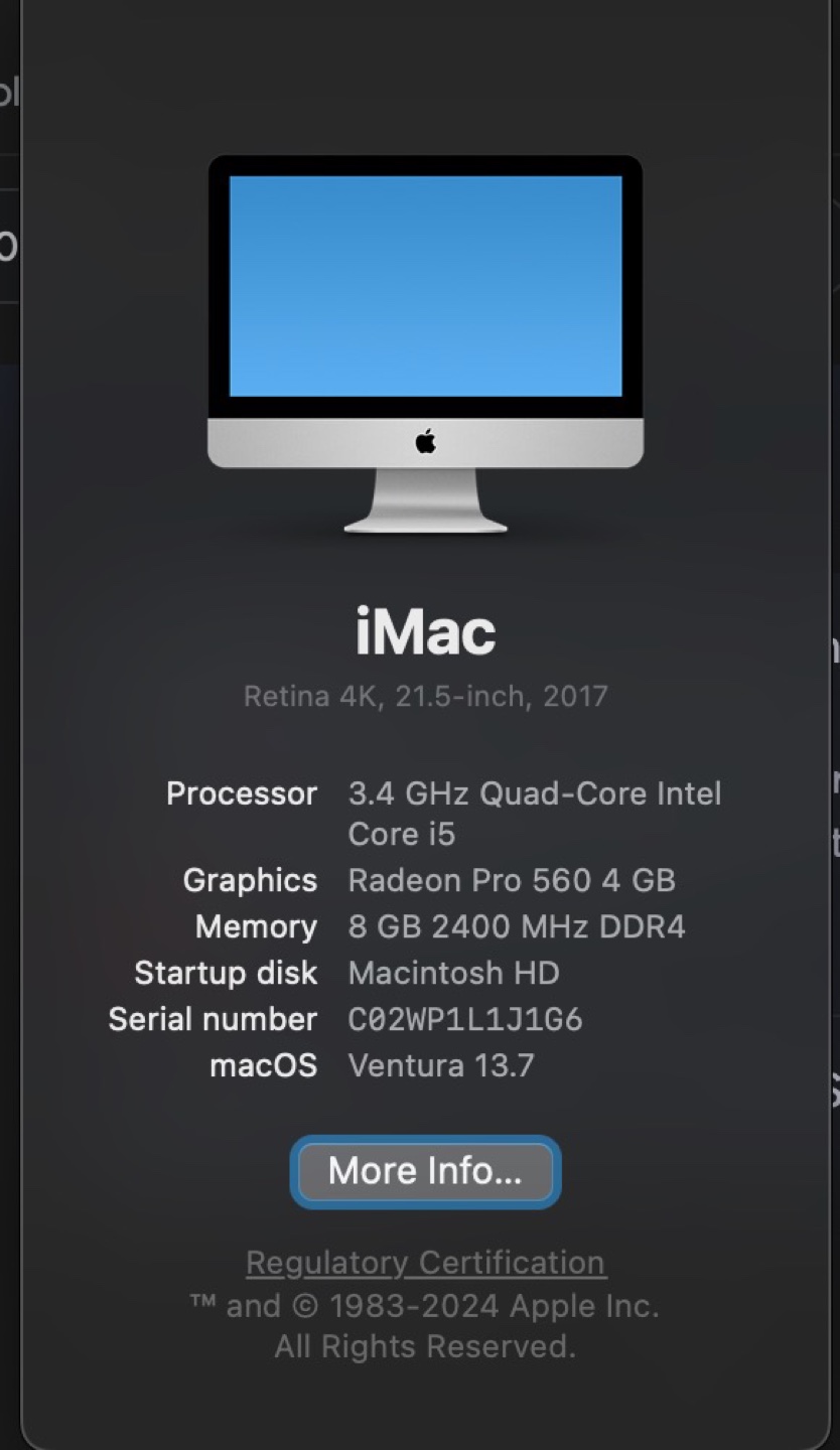 Apple iMac Retina 4K, 21.5-inch, 2017