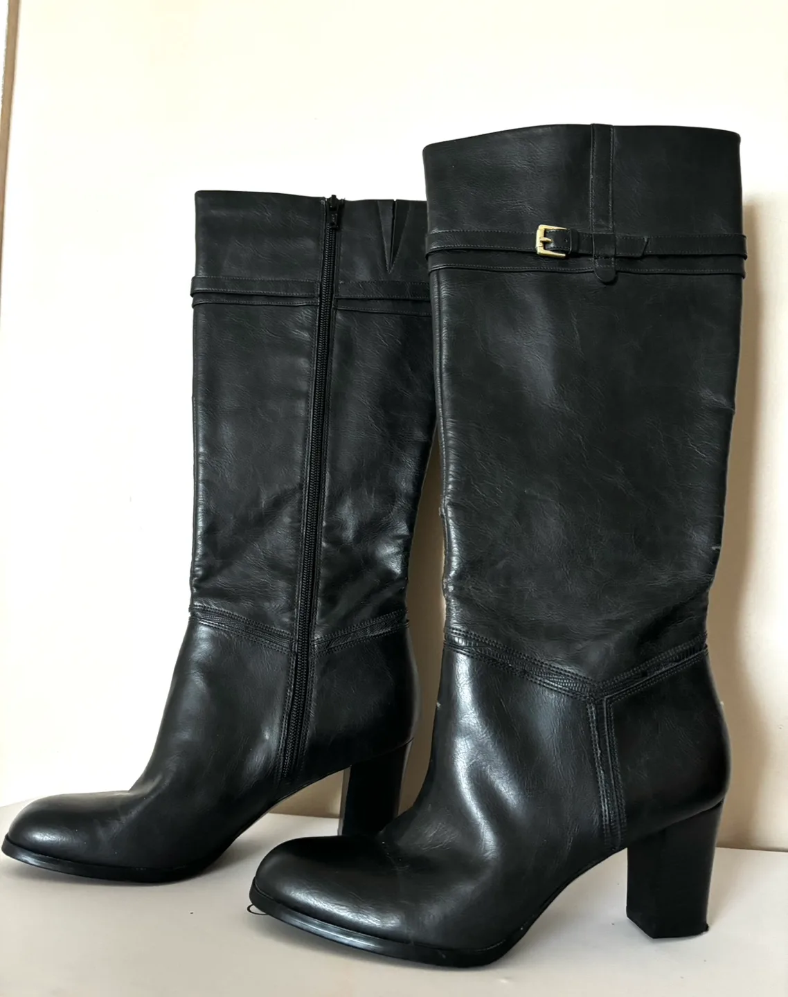 Naturalizer Black Leather Knee High Boots image indicator(2)