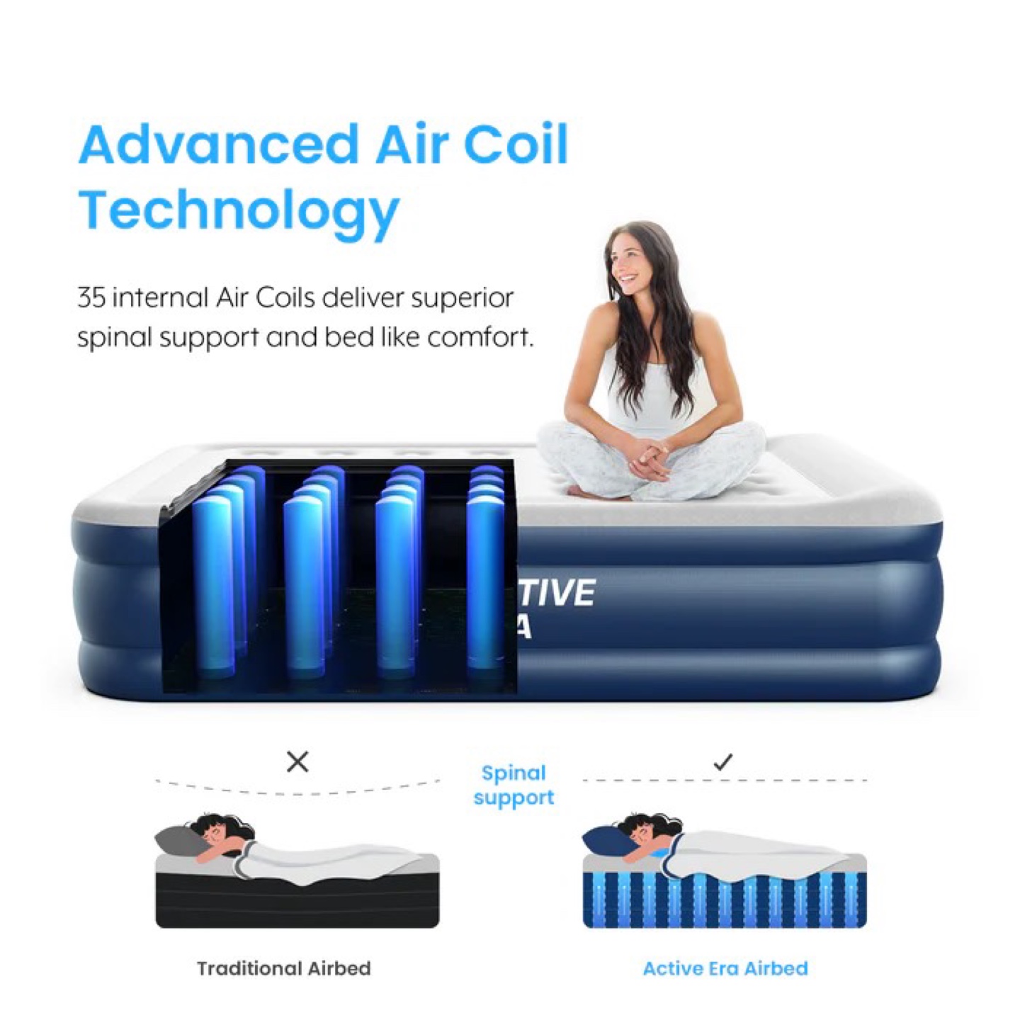Premium Queen Size Air Bed - Built-in Electric Pump & Pillow - photo 4