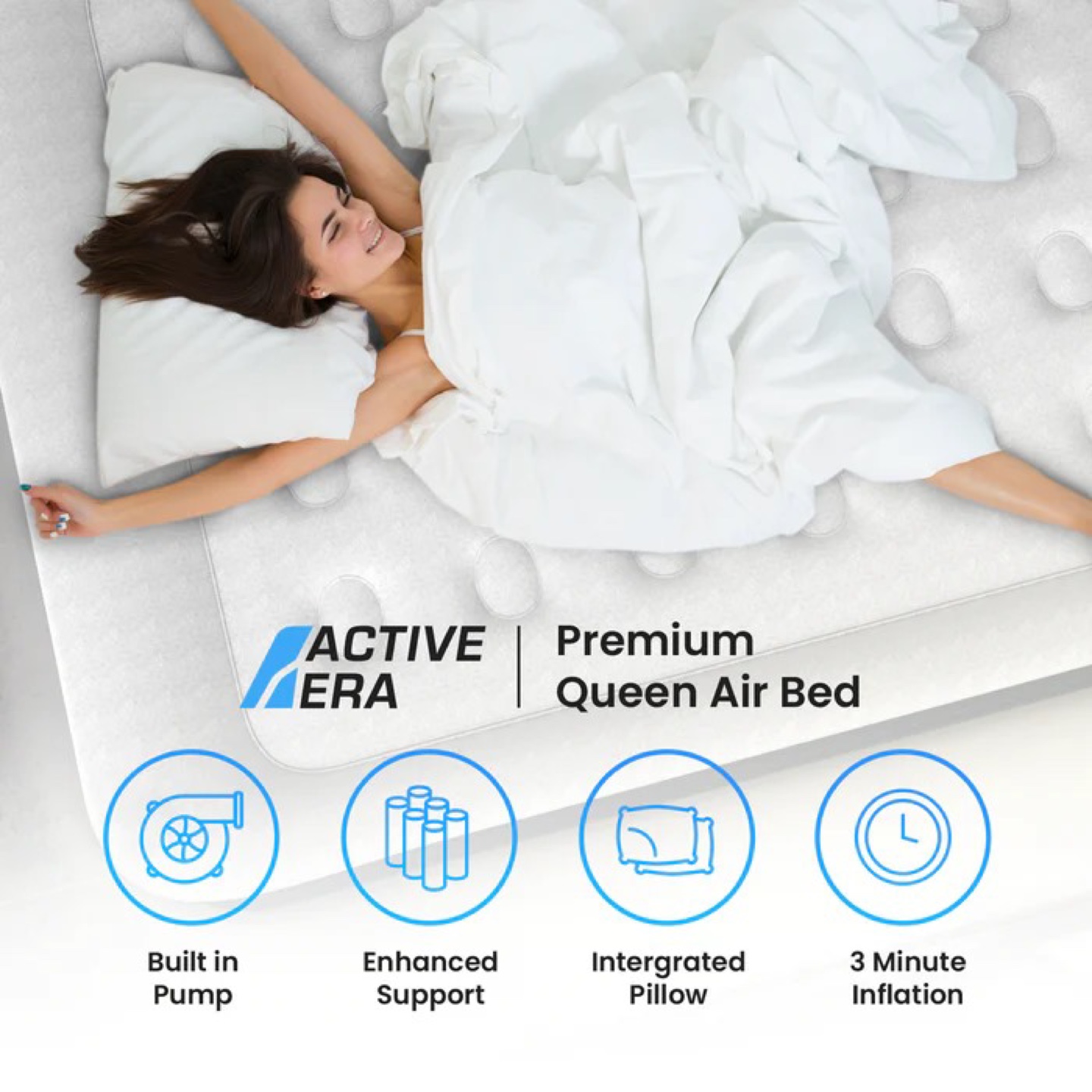 Premium Queen Size Air Bed - Built-in Electric Pump & Pillow - photo 2
