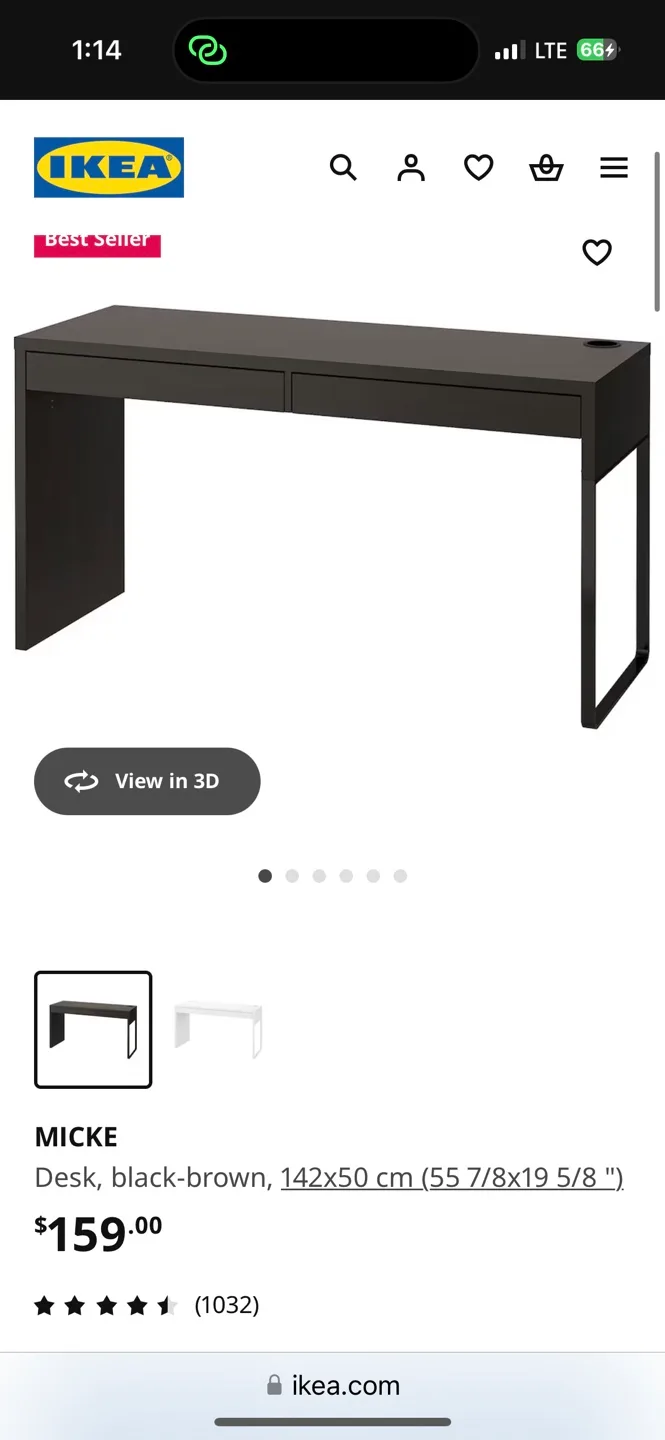 IKEA MICKE Desk - Black-Brown thumbnail