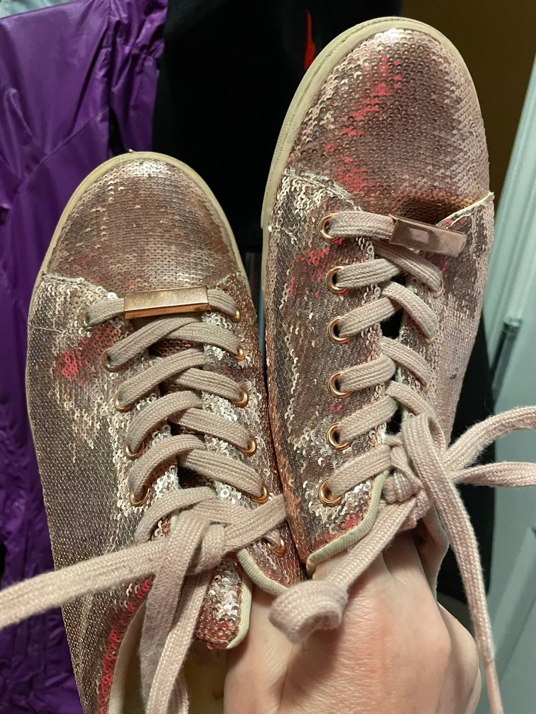 Rose Gold Sequined Sneakers🥕