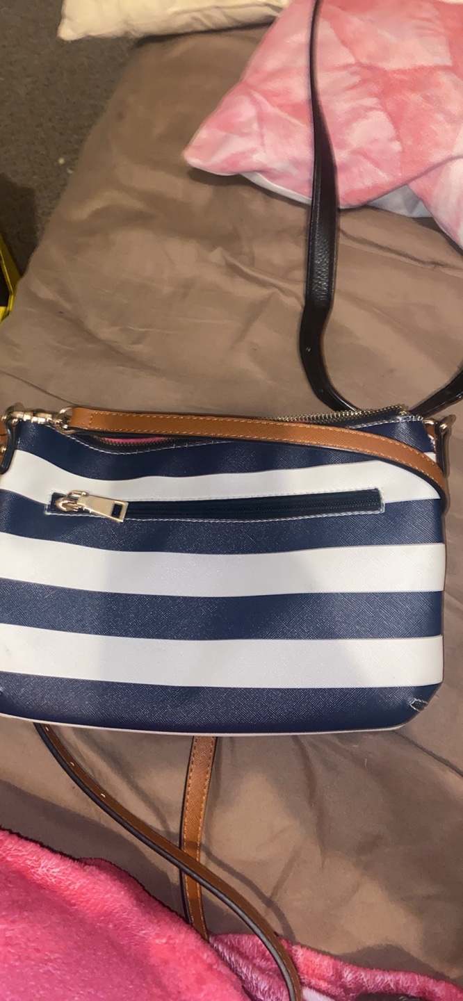 Poppy & Peonies Striped Crossbody Bag