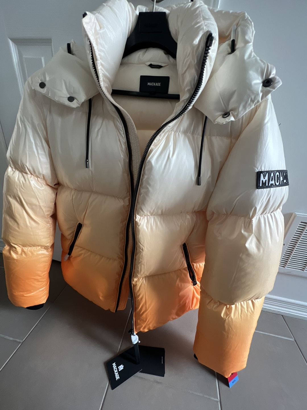 Mackage Kent E3-Lite Ombre Print Jacket with Hood in Sunset - photo 4