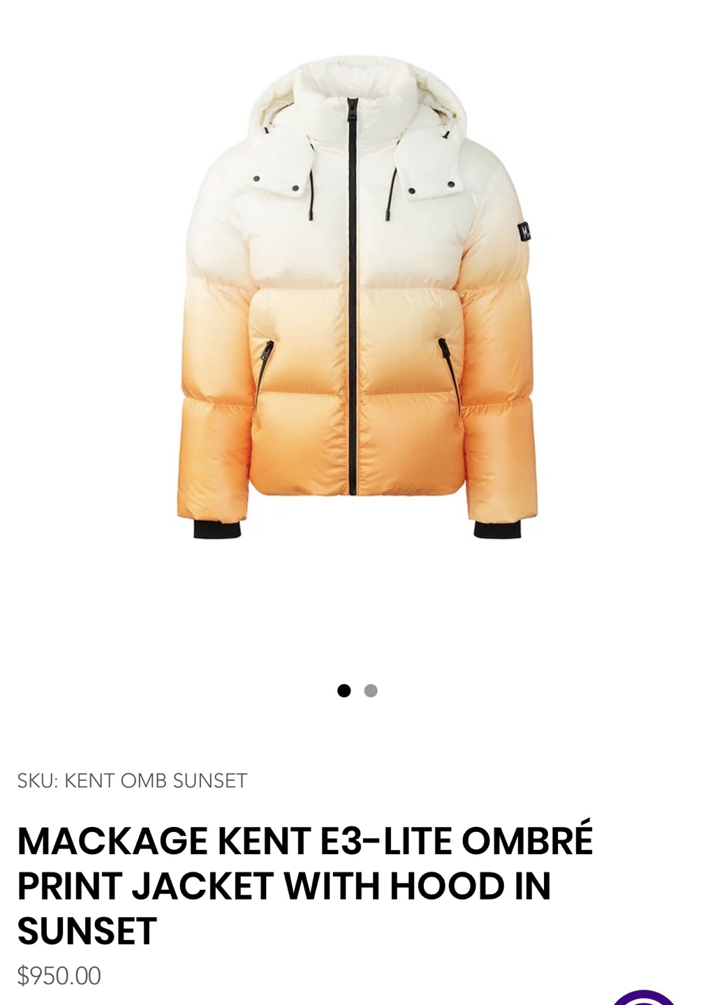 Mackage Kent E3-Lite Ombre Print Jacket with Hood in Sunset