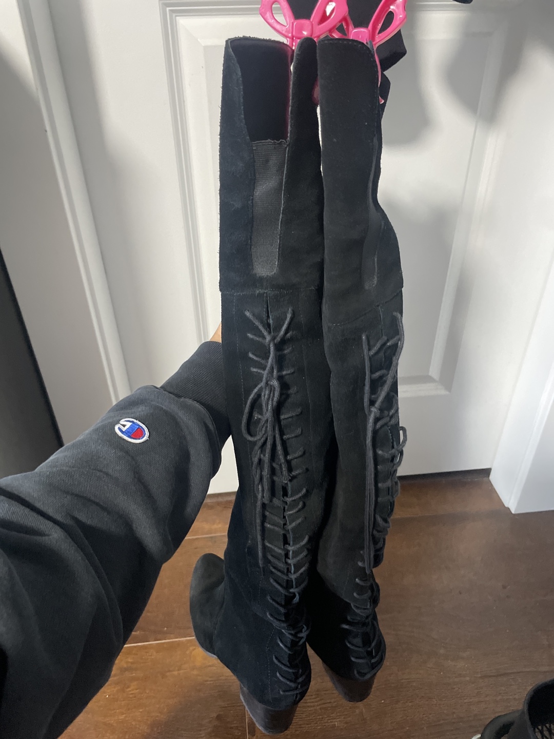 Black Suede Over-the-Knee Boots - photo 3