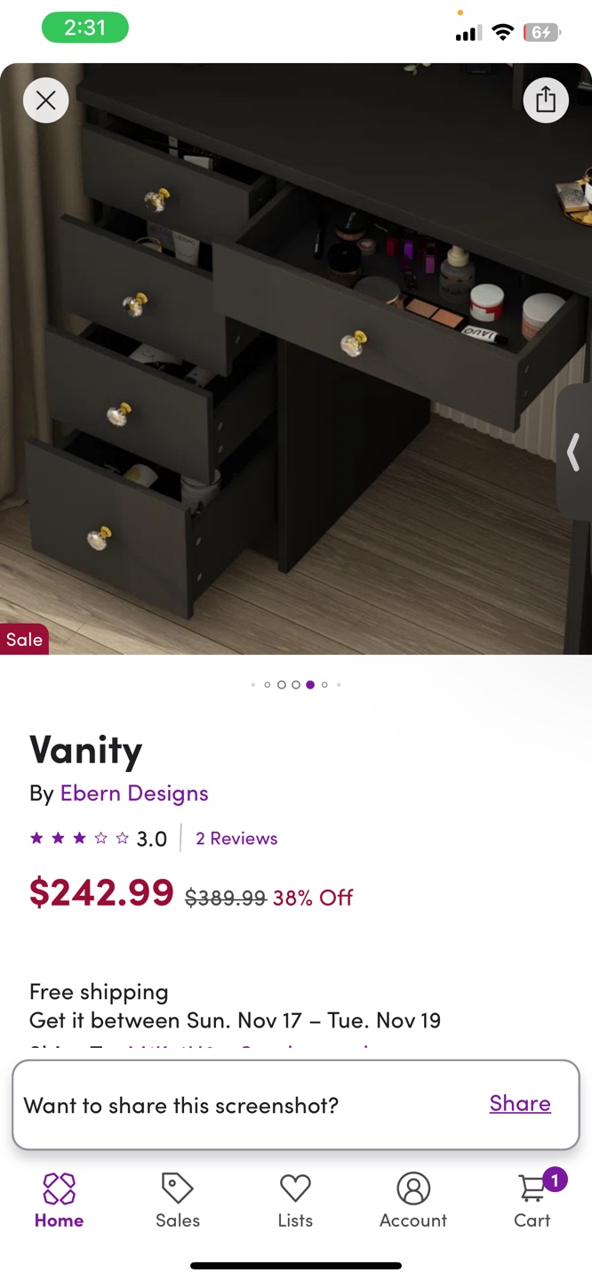 Black Vanity with Mirror and Stool - photo 3