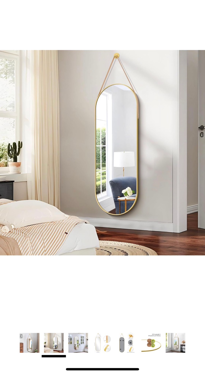 Full Length Oval Mirror with Leather Strap - photo 2