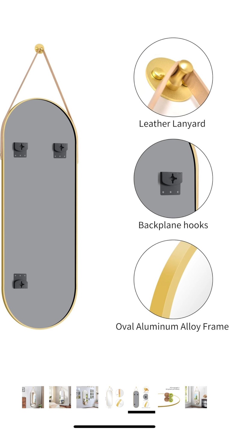 Full Length Oval Mirror with Leather Strap - photo 5