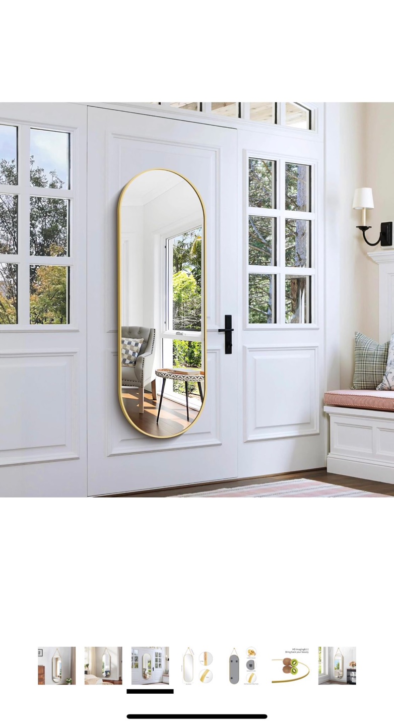 Full Length Oval Mirror with Leather Strap - photo 3