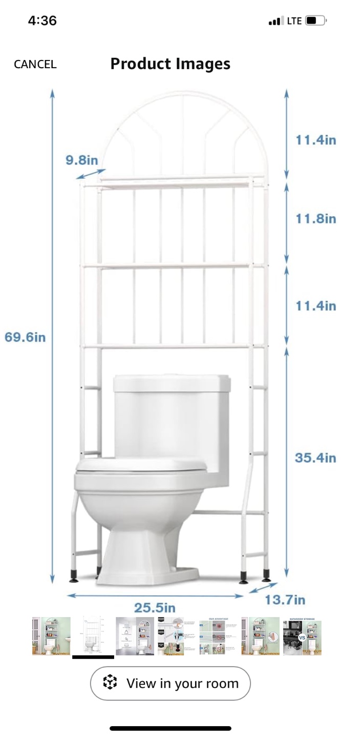 Over the Toilet Bathroom Storage Shelf - photo 2