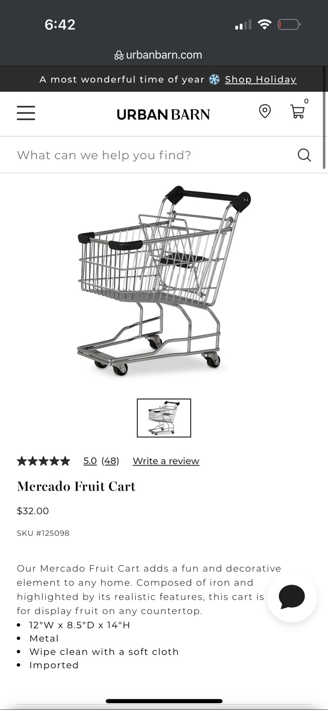 Urban Barn Mercado Fruit Cart