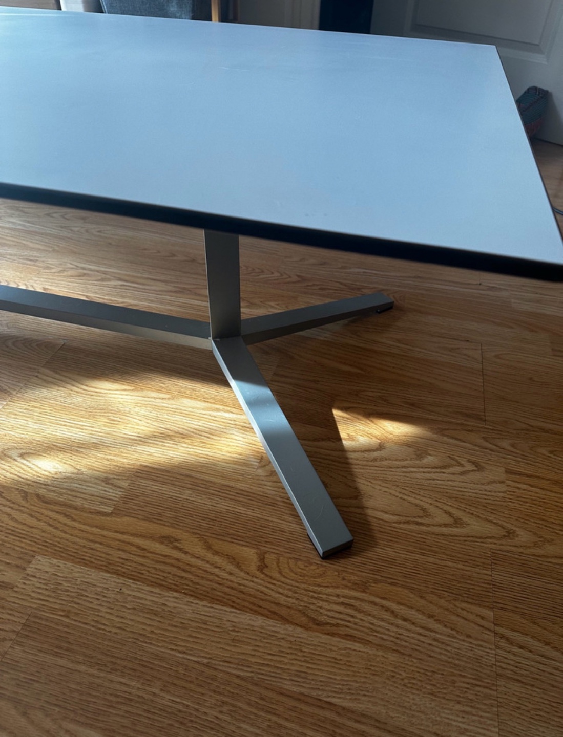 White Coffee Table with Metal Base