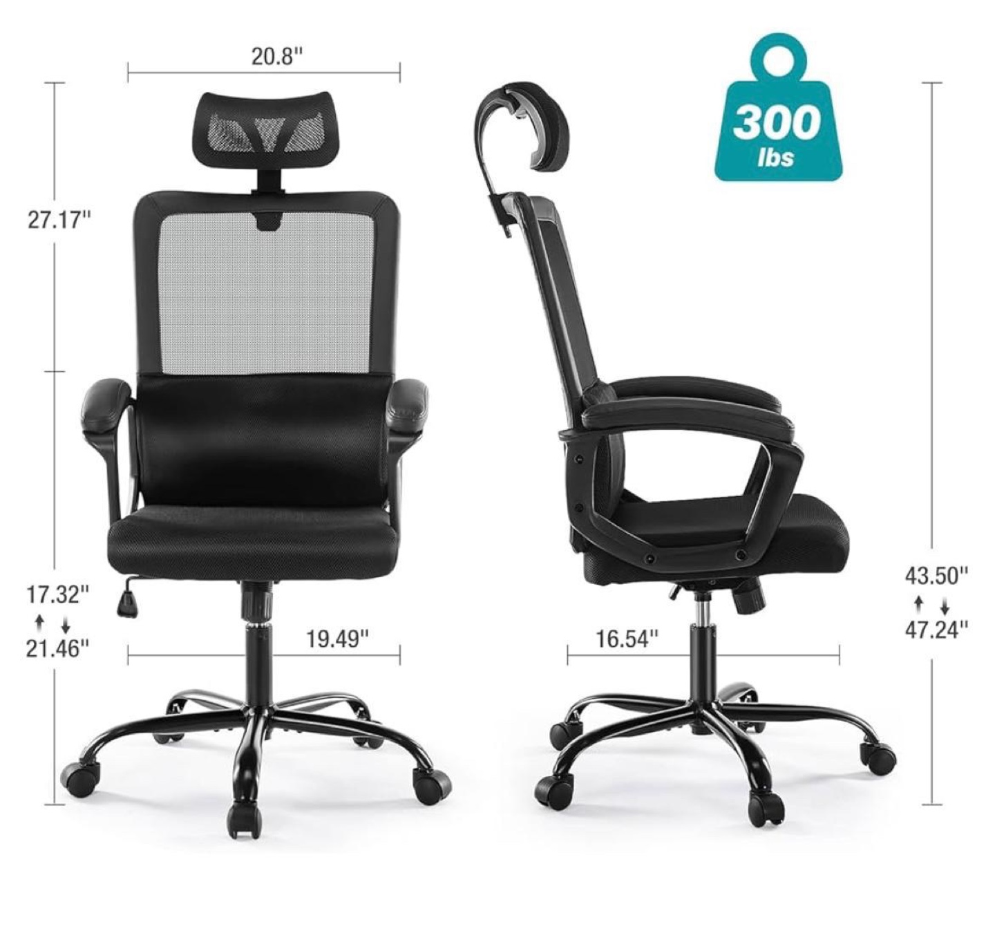 Ergonomic Office Chair with Headrest and Adjustable Height - photo 2