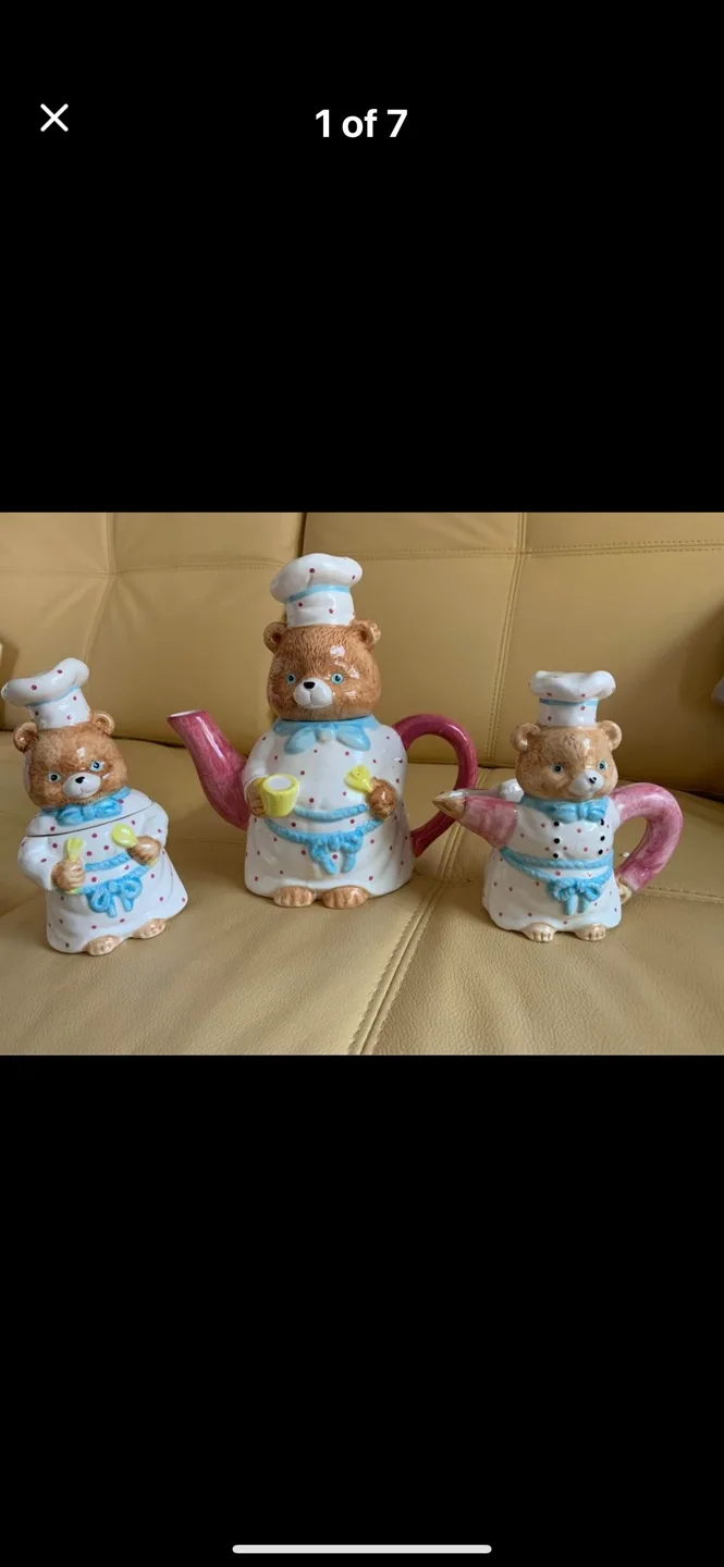 Vintage Teddy Bear Tea Set 17 Piece image indicator(6)