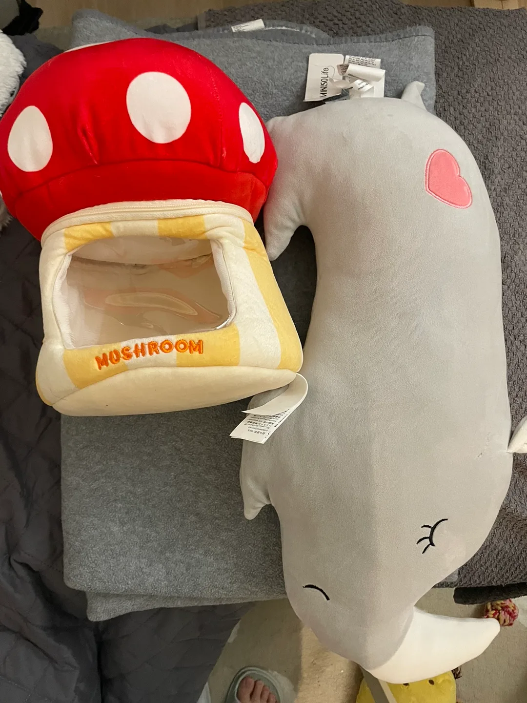 Two Plush Toys - Rhino & Mushroom thumbnail