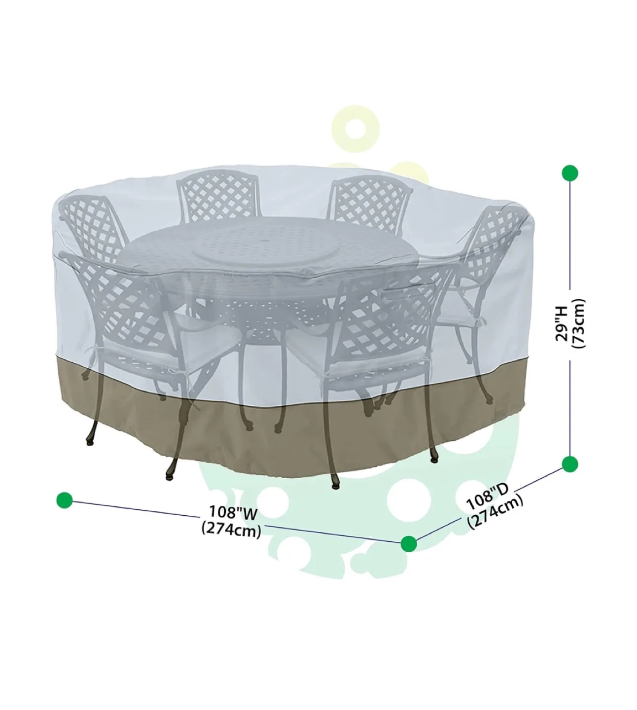 New Patio Table and Chair Set Cover - Round 108”x108” image indicator(2)