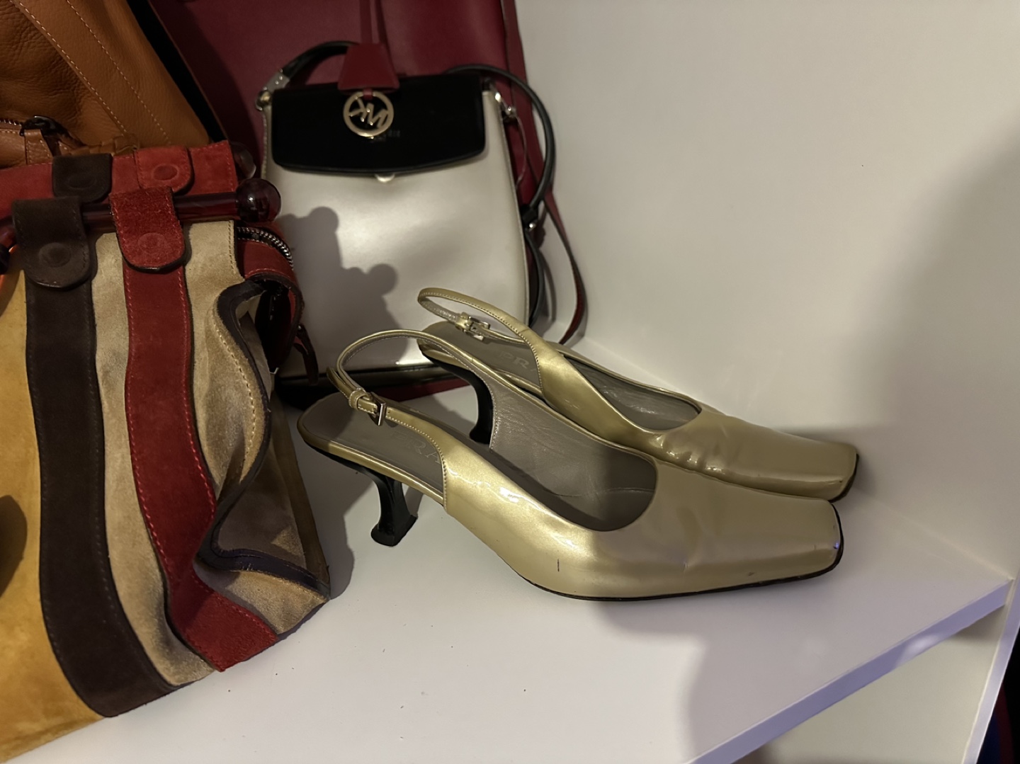 Prada Gold Slingbacks