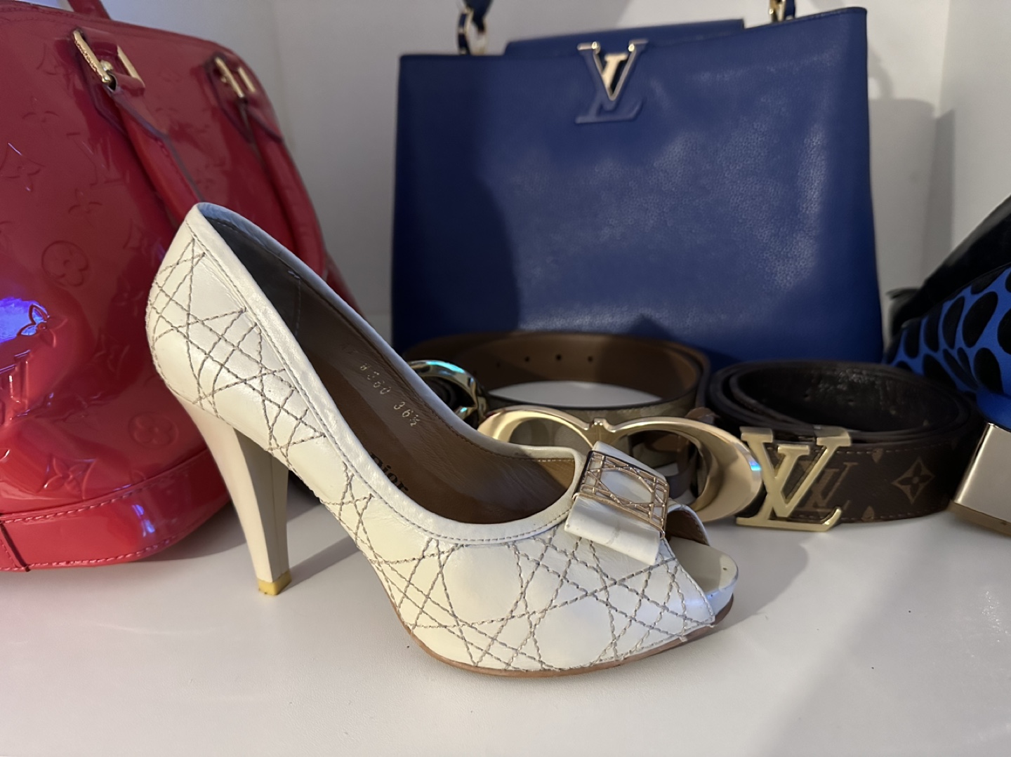 Christian Dior White Peep Toe Heels
