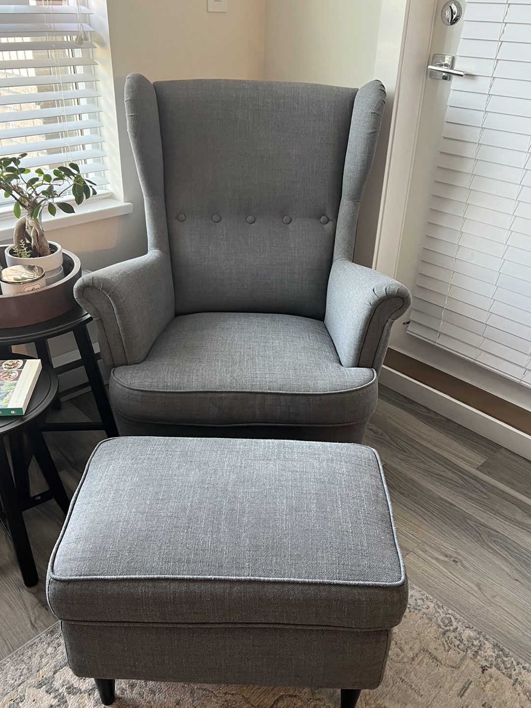 IKEA STRANDMON Armchair and Footstool, Dark Gray - photo 3