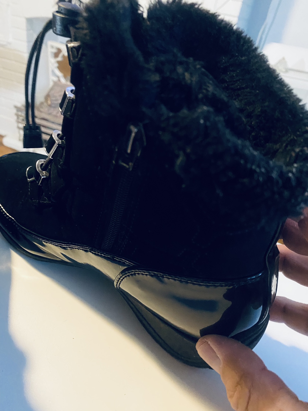 Black Faux Fur Winter Boots - photo 4