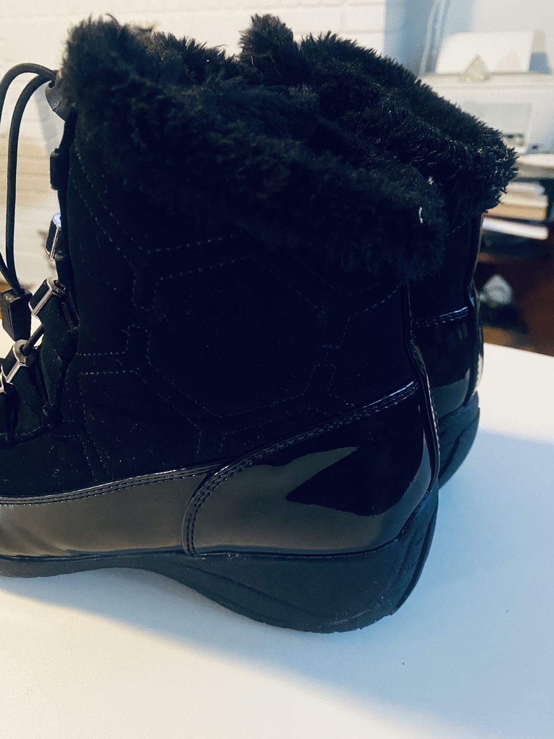 Black Faux Fur Winter Boots - photo 5