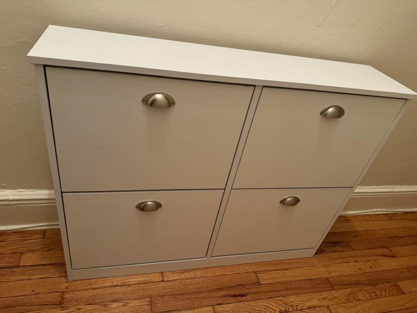 White 4-Tier Shoe Cabinet with Doors
