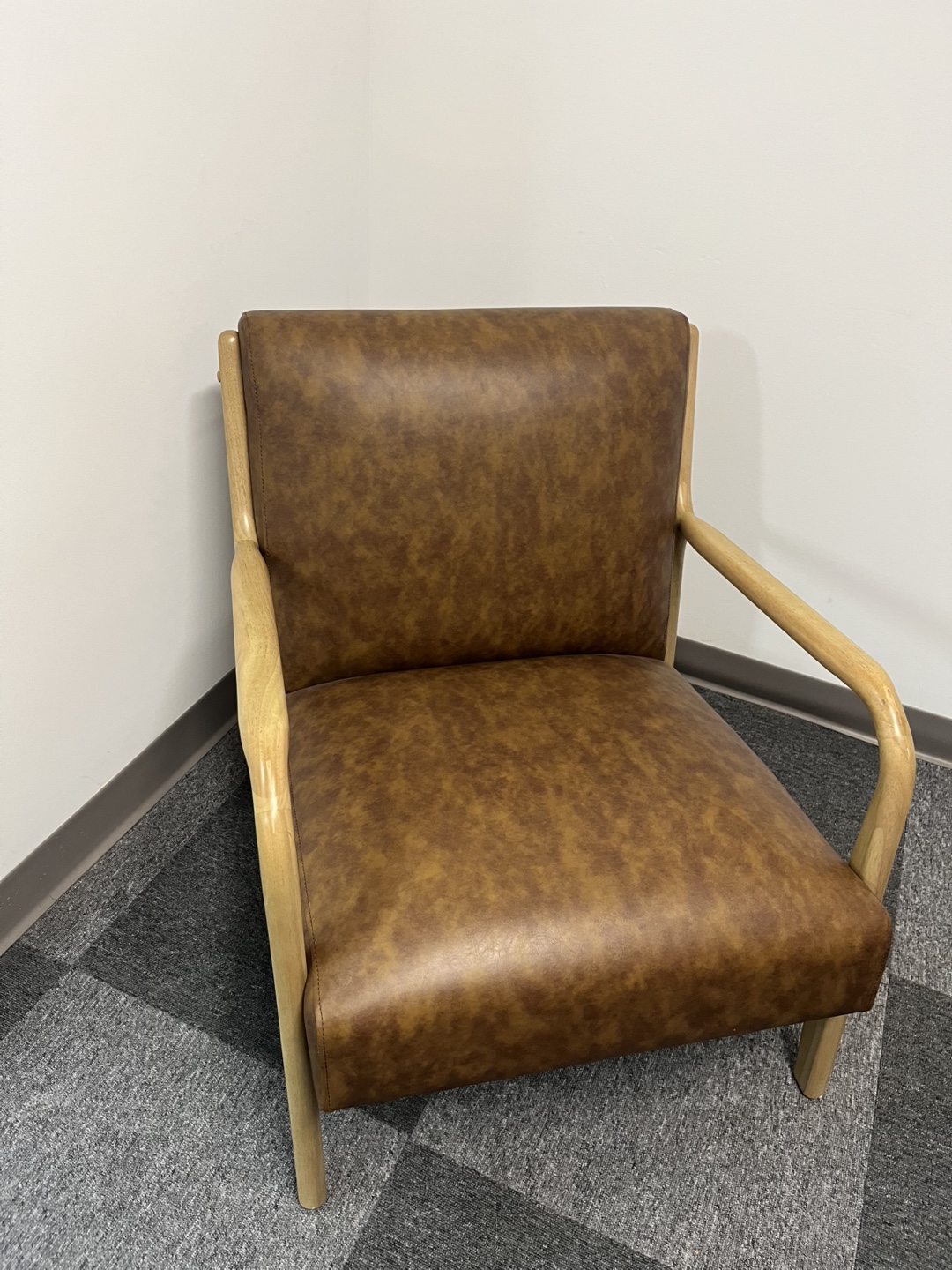 Threshold Esters Wood Armchair Caramel Faux Leather - photo 4