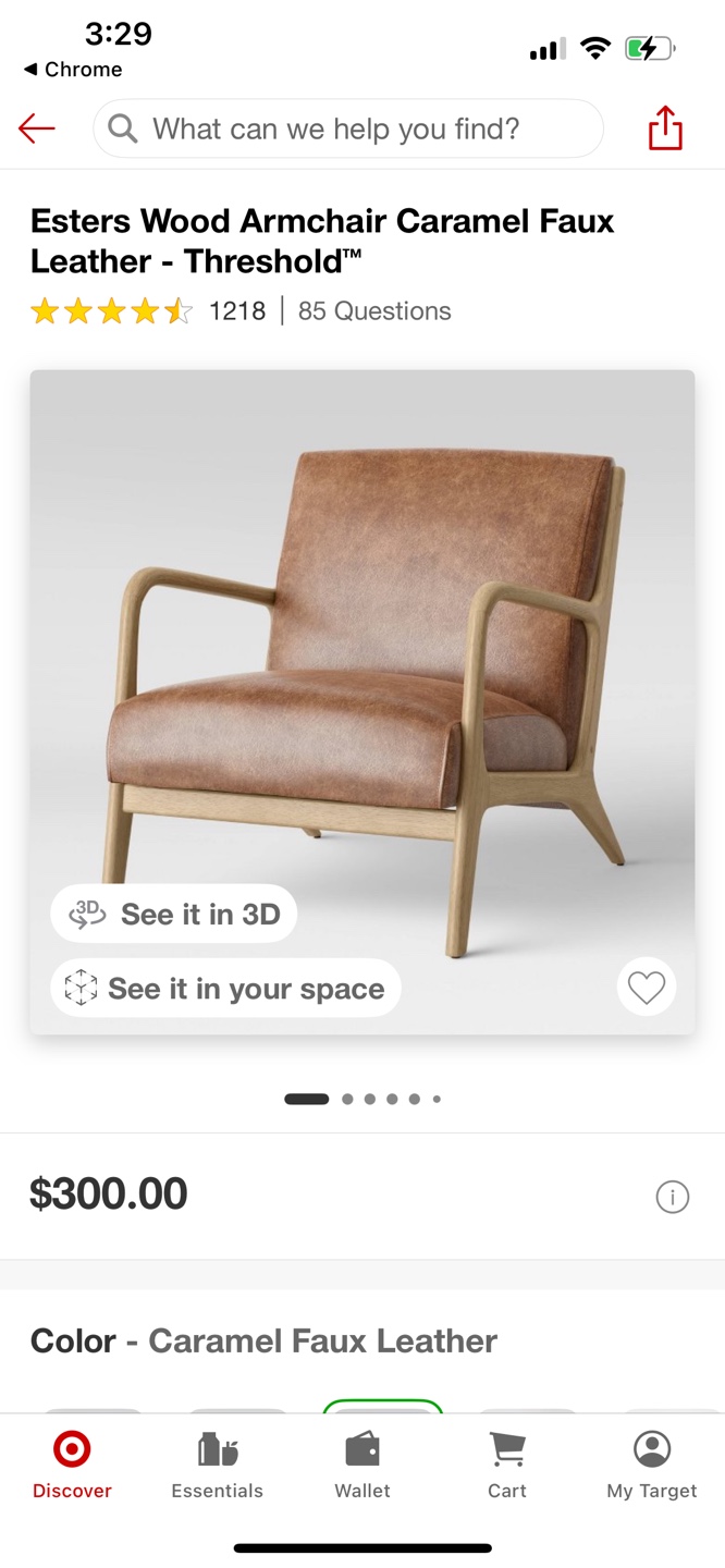 Threshold Esters Wood Armchair Caramel Faux Leather - photo 2