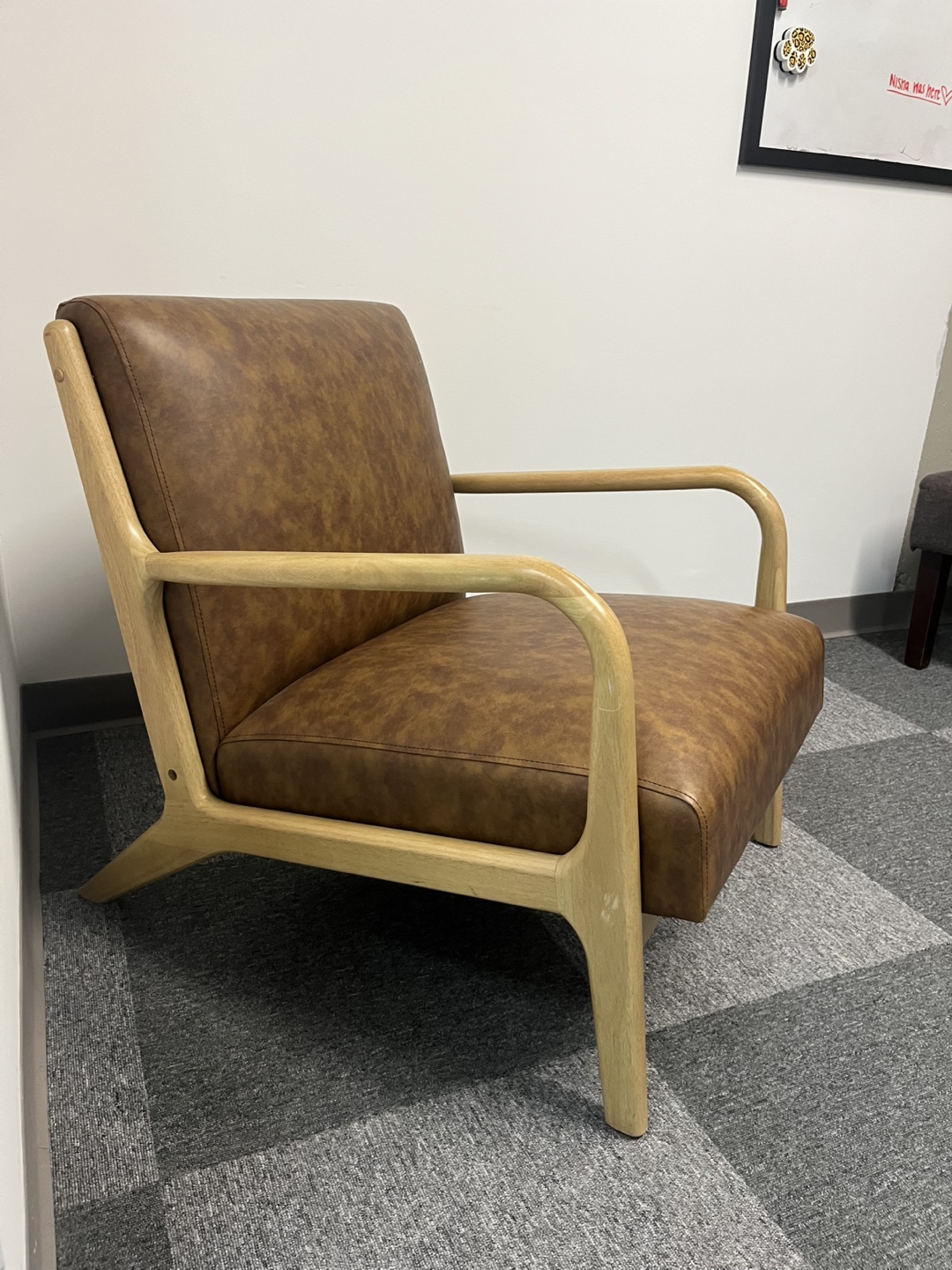 Threshold Esters Wood Armchair Caramel Faux Leather - photo 3