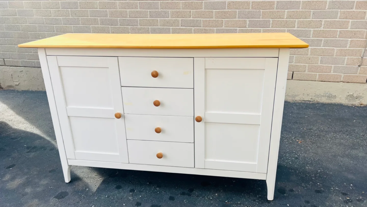 White Buffet with Wood Top - Table thumbnail