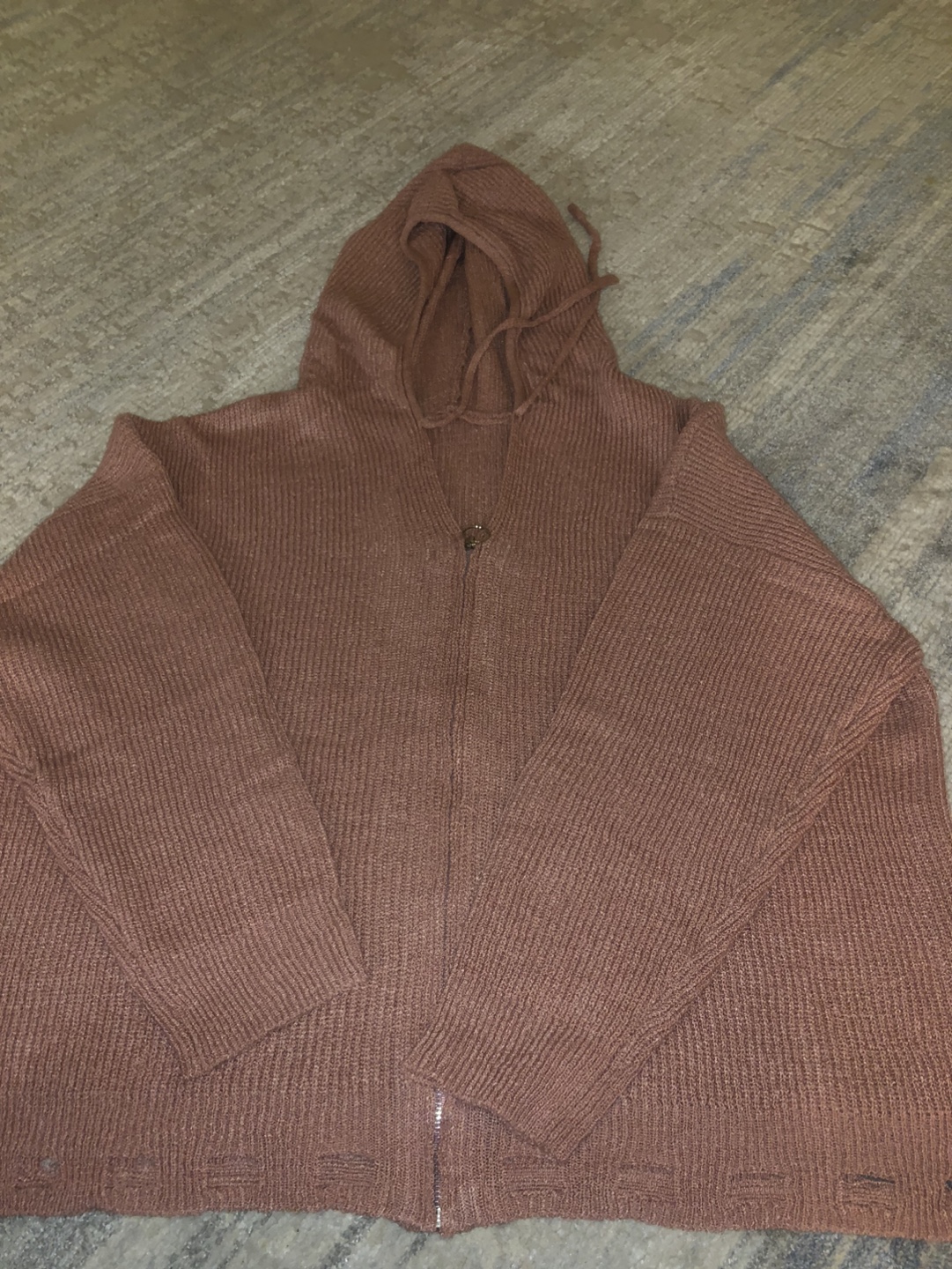 Brown Knit Zip Up Hoodie