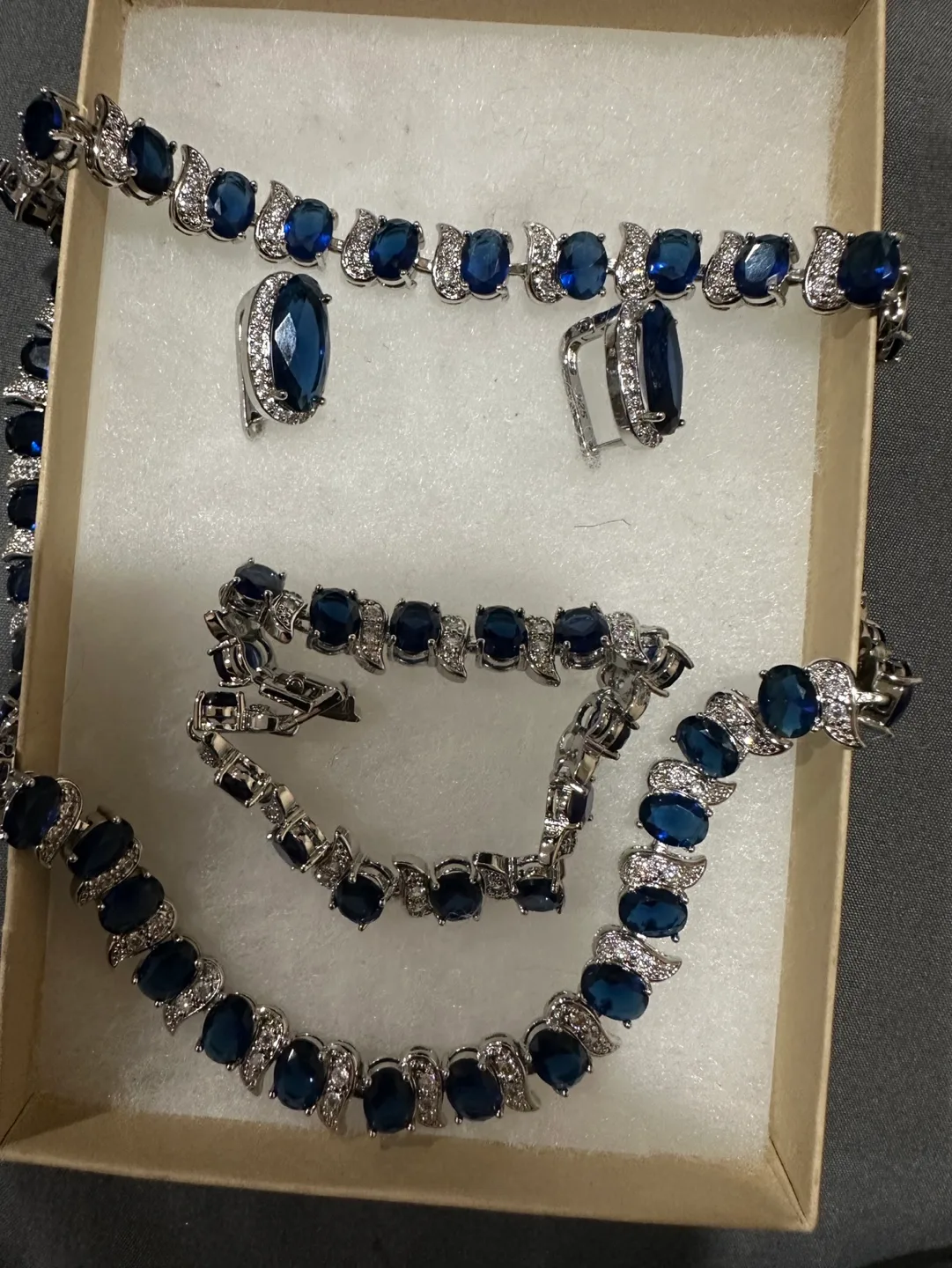 Beautiful  silver sapphire jewelry set image indicator(2)