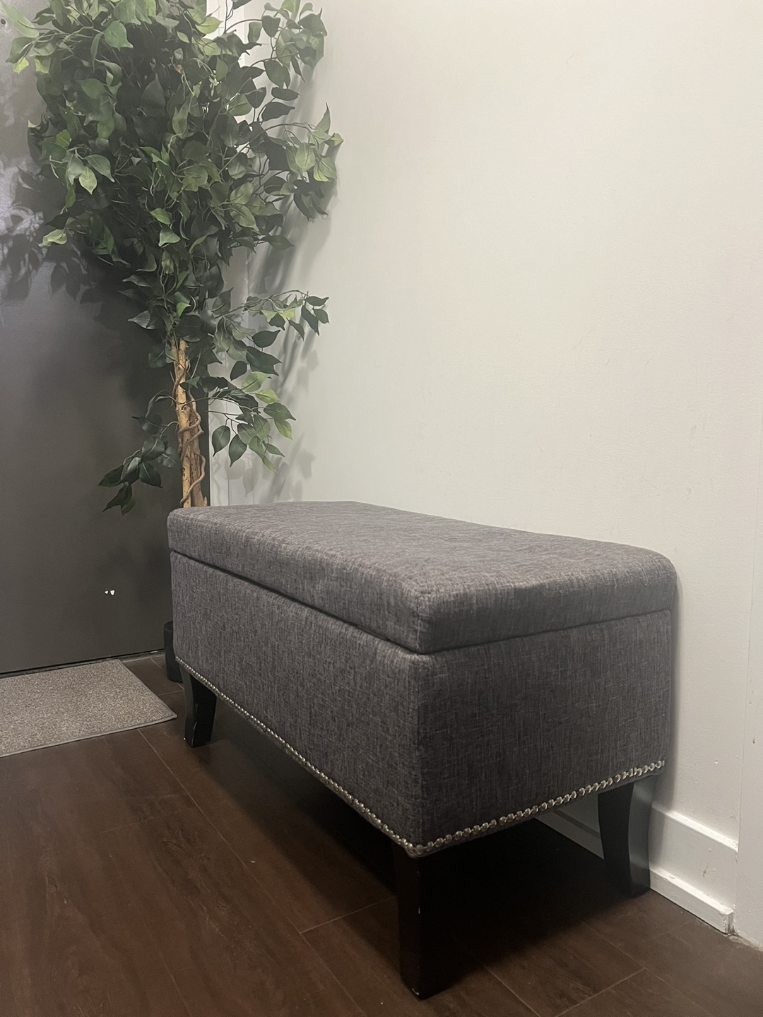 Grey Storage Ottoman Bench