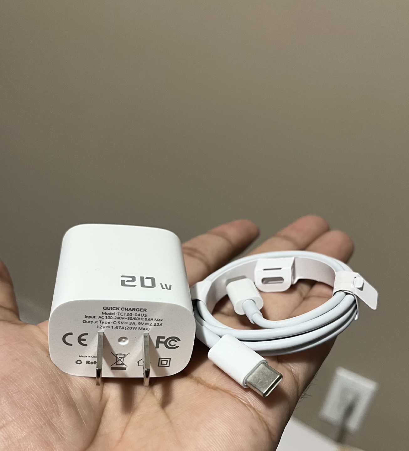 20W USB-C Quick Charger with Cable for iPhone 15, 16, Samsung