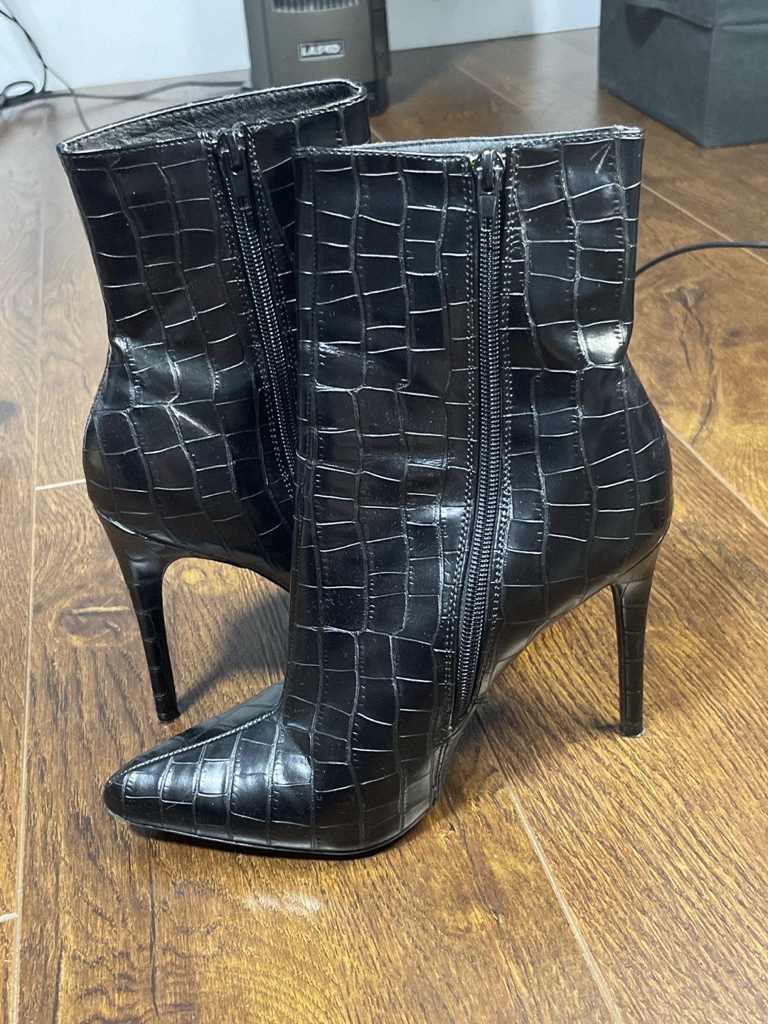 Crocodile look ankle heels