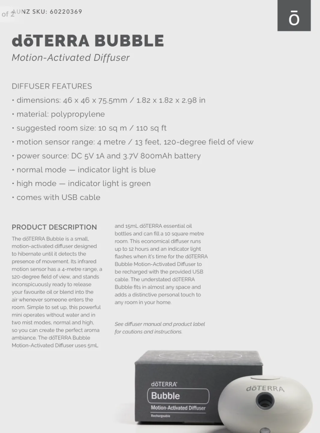 dōTERRA Bubble Motion-Activated Diffuser DOTERRA image indicator(3)