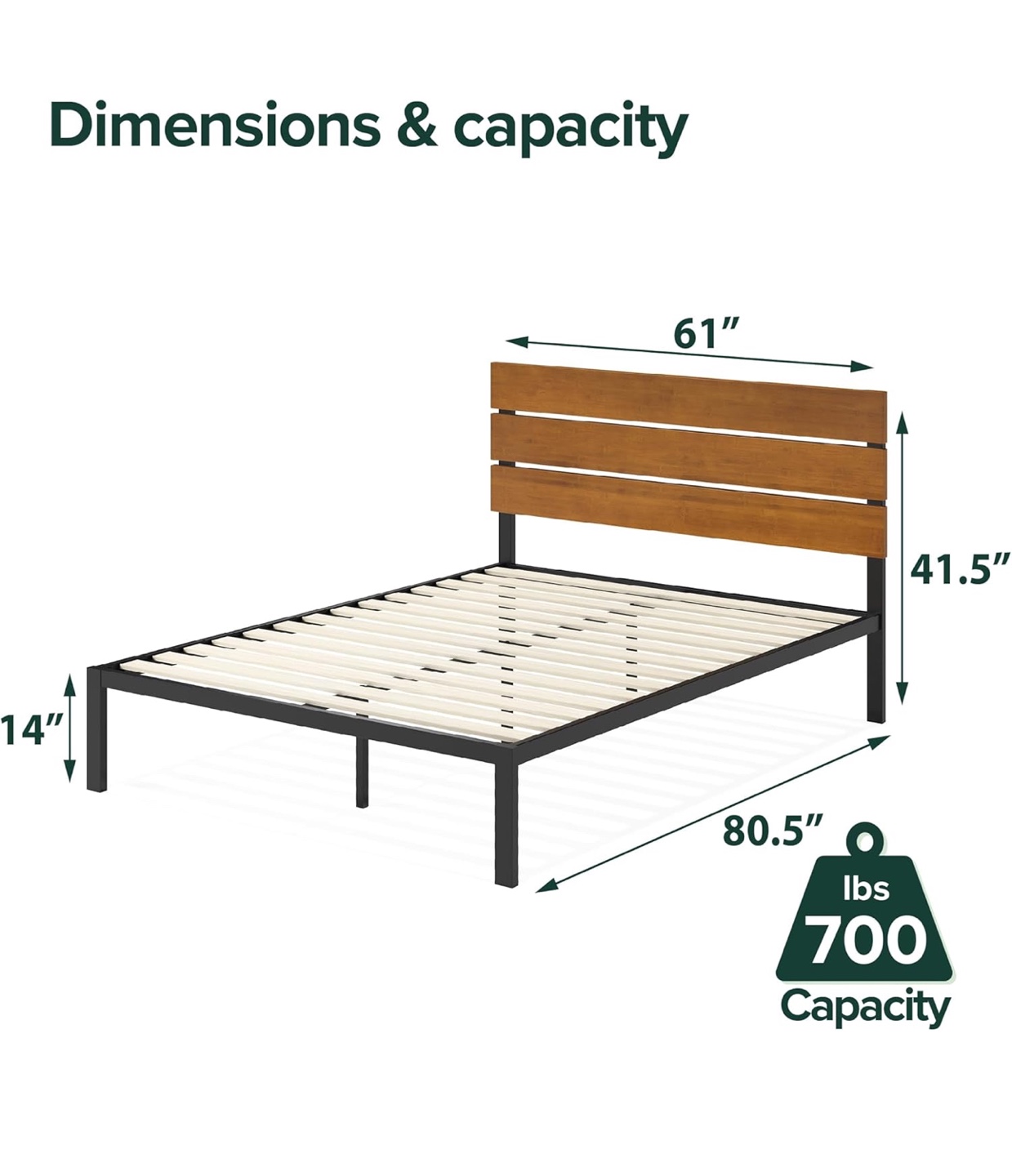 Zinus Queen Bed Frame - Paul Bed Frame with Wood Headboard - photo 3