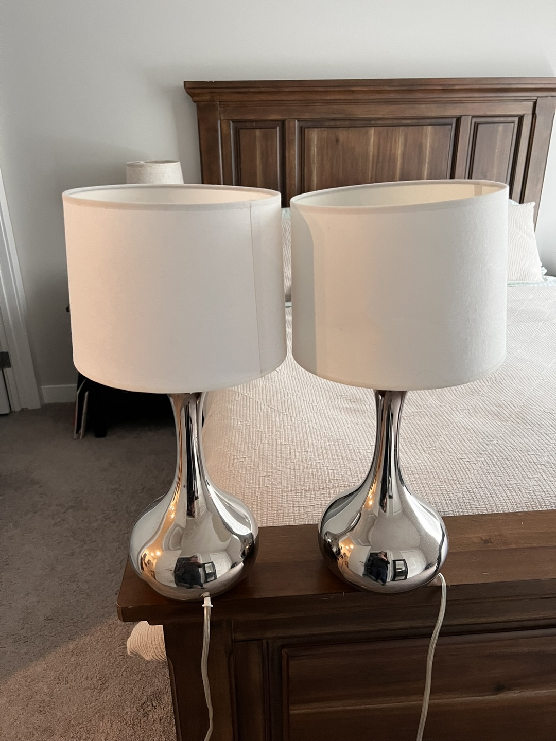 Pair of Silver Table touch lamps - 3 brightnesses