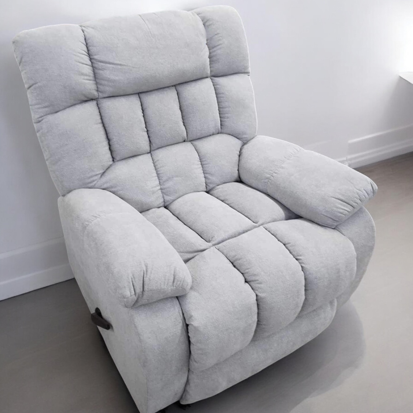 Grey Plush Fabric Reclining Chair - photo 3