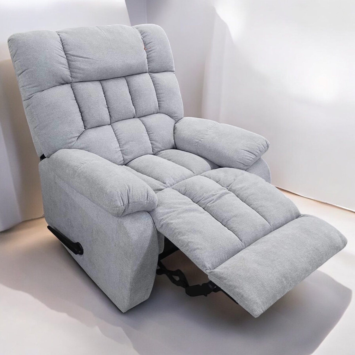 Grey Plush Fabric Reclining Chair - photo 2