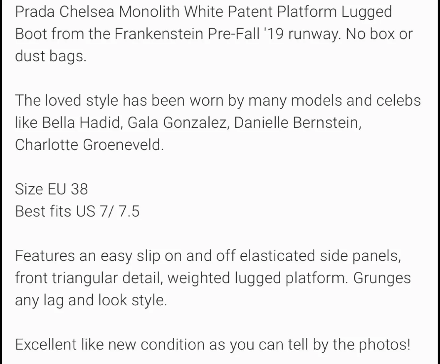 Authentic Prada White Patent Leather Chelsea Monolith Boots image indicator(6)