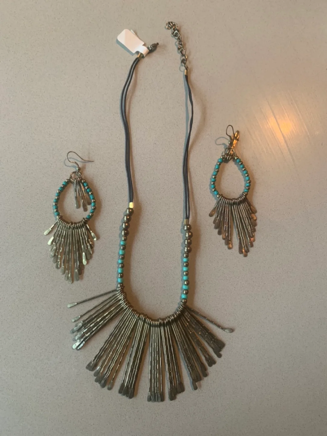 Brand new Boho Gold Necklace and Earrings Set image indicator(4)