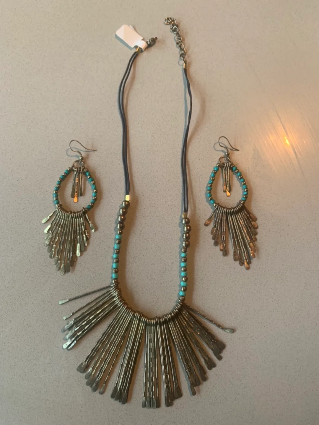 Brand new Boho Gold Necklace and Earrings Set image indicator(3)