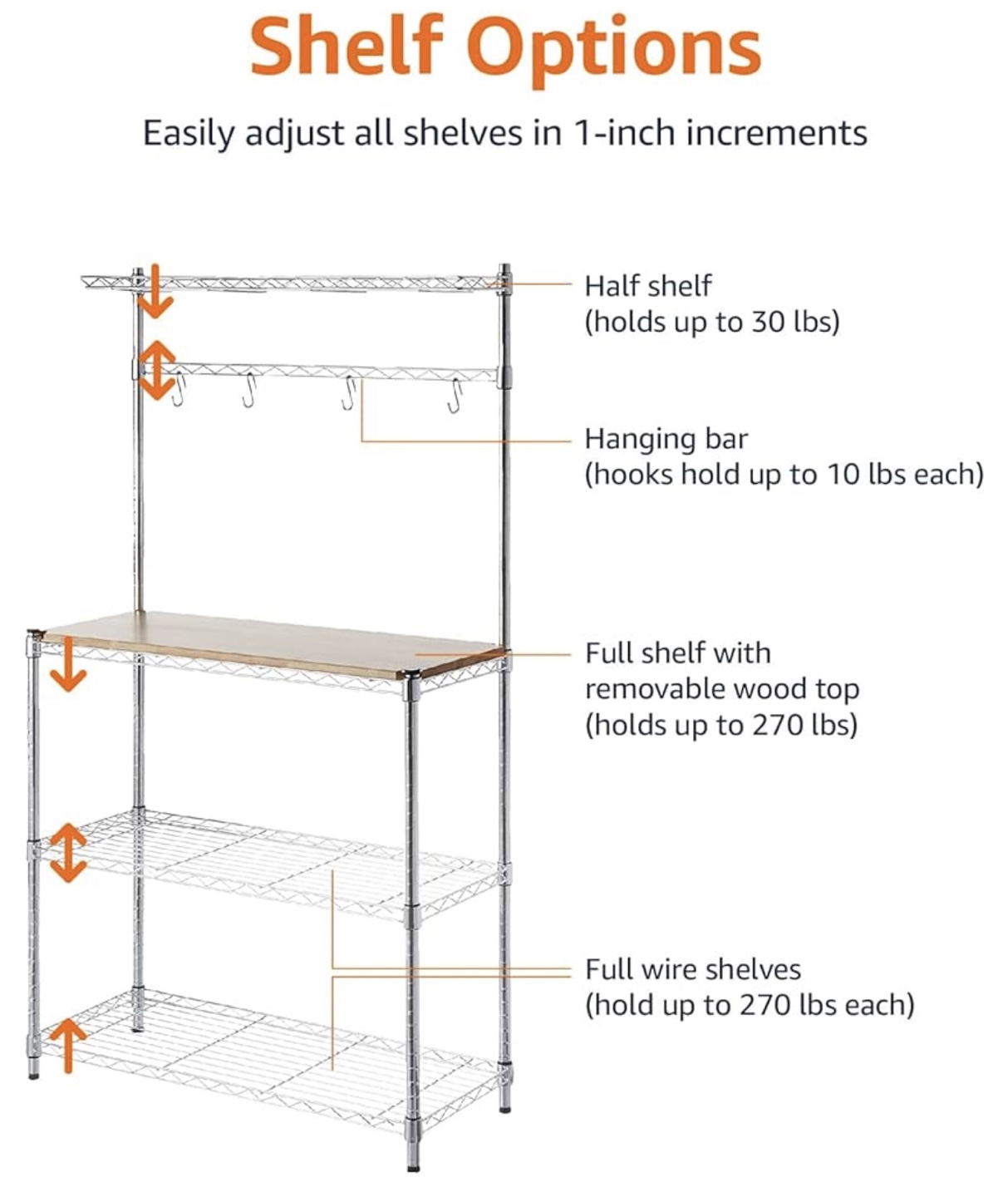 Chrome Kitchen Baker's Rack with Wood Top - photo 3