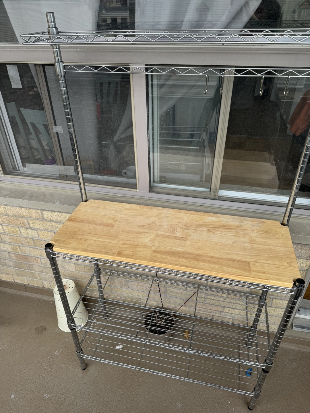 Chrome Kitchen Baker's Rack with Wood Top